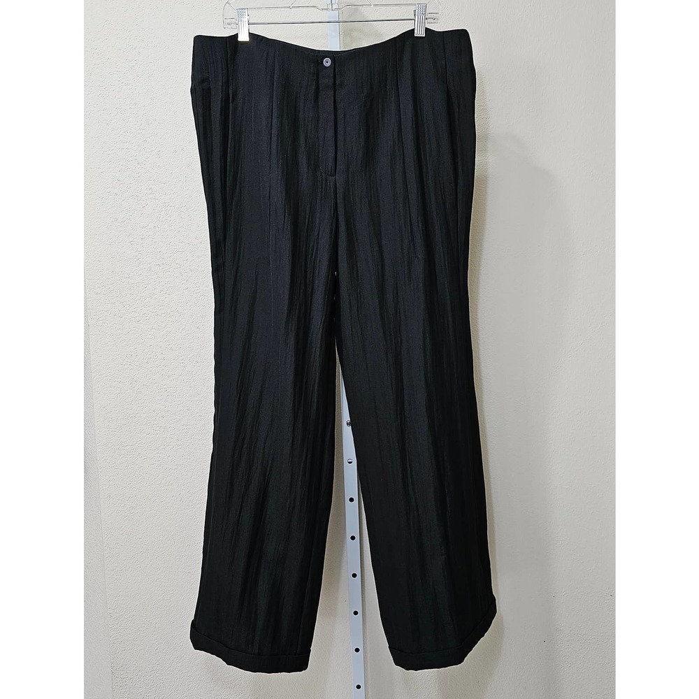 ANNETTE GORTZ Women's "NAO" Textured Black Wide Leg Cuffed Wool Pants sz 46